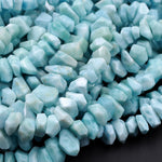 AA Faceted Natural Blue Larimar Nuggets Chunky Center Dilled Freeform Beads Real Larimar Stone 16" Strand