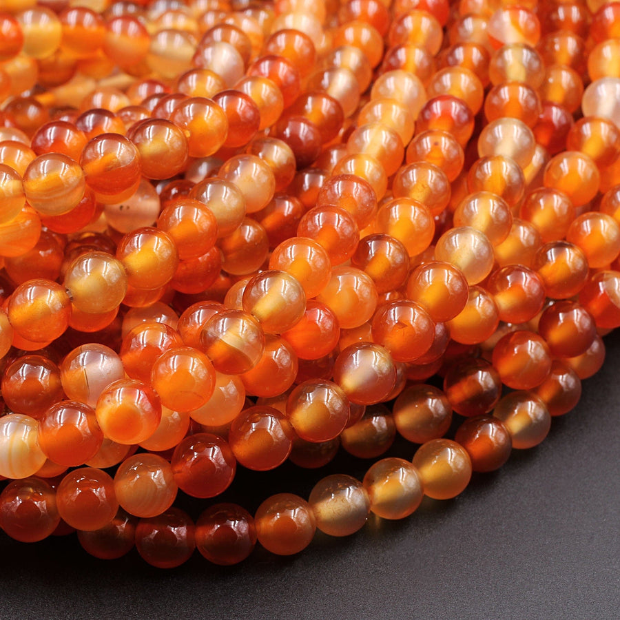 AAA Natural Carnelian 4mm 6mm 8mm 10mm 12mm Round Beads Highly Polished Finish Natural Red Orange Gemstone 15.5" Strand