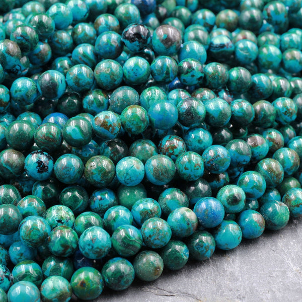 SHATTUCKITE BEADS Round 6mm AAA Grade Rare Natural Blue Azurite Malachite Chrysocolla Gemstone From Congo 16" Strand