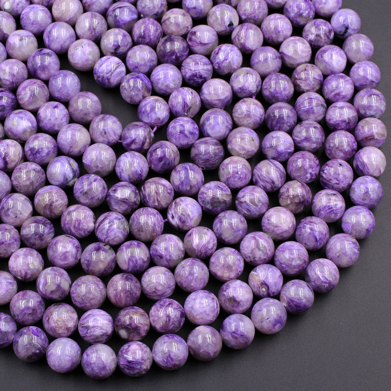 Natural Russian Charoite 6mm 8mm 10mm 12mm 14mm Round Beads Rich Purple Charoite High Quality Gemstone Beads 15.5" Strand