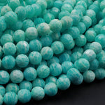 AAA Peruvian Amazonite Faceted Round Beads 6mm 7mm 8mm Micro Faceted Stunning Natural Blue Green Laser Diamond Cut Gemstone 16" Strand