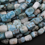 Large Natural Blue Larimar Beads Rectangle Nuggets Gorgeous Blue Red Matrix Gemstone From Dominican Republic 16" Strand