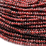 Micro Faceted Natural Red Garnet 4mm Faceted Rondelle Beads Sparkly Diamond Cut Gemstone 16" Strand
