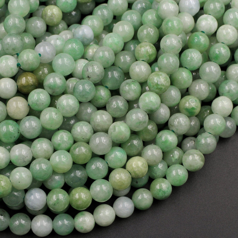 Natural Green Jadeite 6mm Round Beads Real Genuine Green Jade Gemstone 16" Strand
