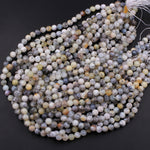 Natural African Dendritic Opal 4mm 6mm 8mm Round Beads Creamy White Beige Taupe Opal Gemstone 15.5" Strand