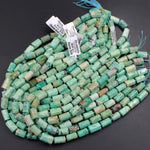 Natural Chrysocolla Rectangle Nugget Beads Hand Cut Faceted Tube Blue Green Brown Gemstone 16" Strand