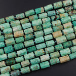 Natural Chrysocolla Rectangle Nugget Beads Hand Cut Faceted Tube Blue Green Brown Gemstone 16" Strand