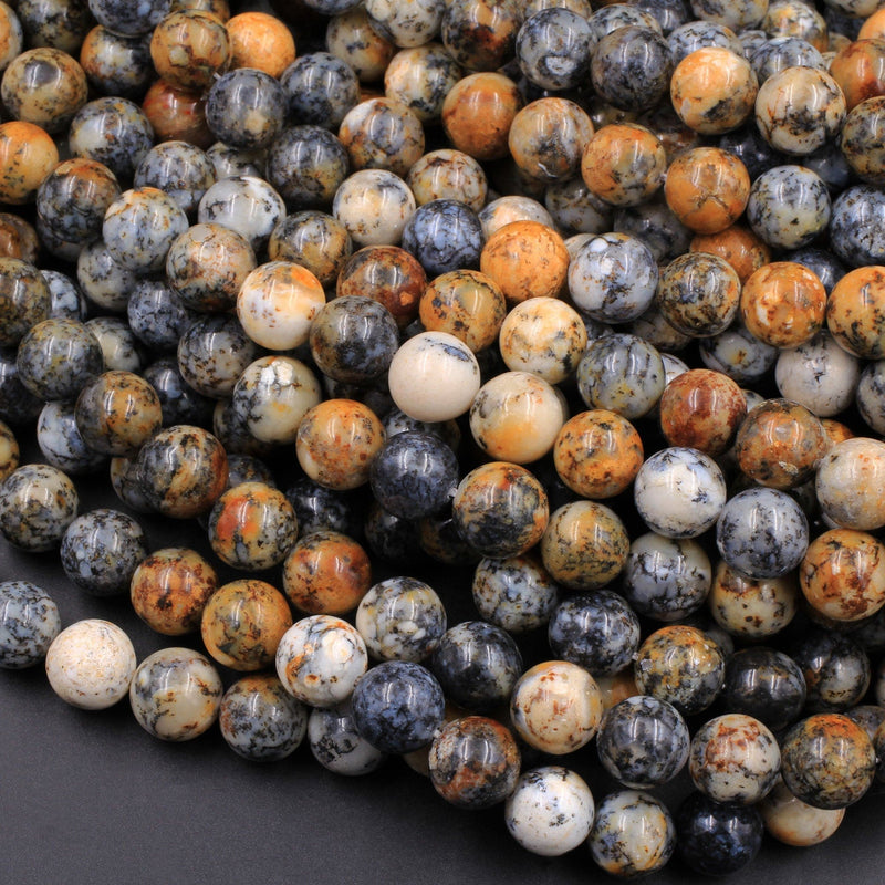 Natural African Dendritic Opal 6mm 8mm 10mm Round Beads Smoky Grey Sand Brown Opal Gemstone 16" Strand