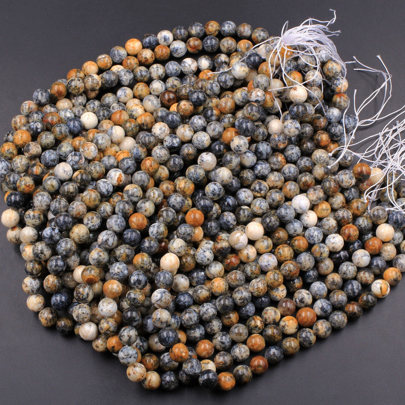 Natural African Dendritic Opal 6mm 8mm 10mm Round Beads Smoky Grey Sand Brown Opal Gemstone 16" Strand