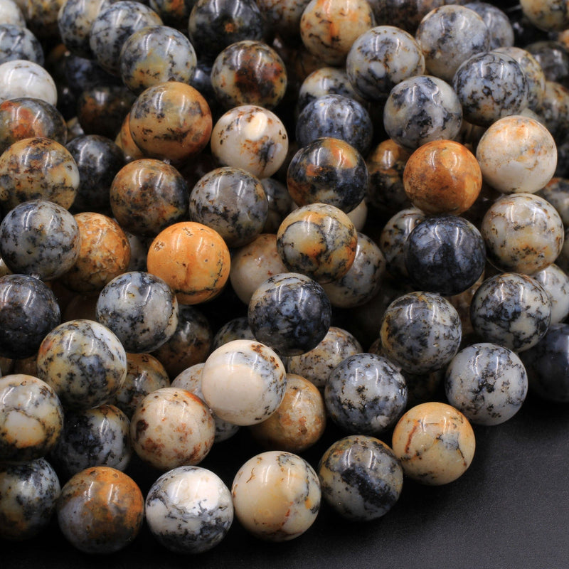 Natural African Dendritic Opal 6mm 8mm 10mm Round Beads Smoky Grey Sand Brown Opal Gemstone 16" Strand