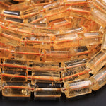 Natural Golden Citrine Faceted Long Tube Cylinder Beads Natural Orange Yellow Gemstone Birthstone Beads 16" Strand