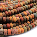 Red Creek Jasper Matte Rondelle Beads 6mm 8mm Red Green Yellow Brown Natural Cherry Creek Multi Color Picasso Jasper 16" Strand