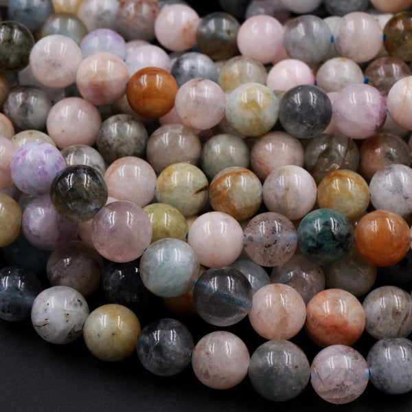 Natural Beryl Round 8mm Blue Aquamarine Green Aquamarine Pink Morganite Peach Morganite Round Beads 16" Strand