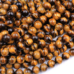 Natural Tiger Eye 4mm 6mm 8mm 10mm Round Beads High Quality Smooth Polished 16" Strand