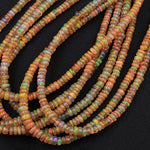 Ethiopian Opal Beads Rondelle Beads Graduating 3mm 4mm AAA Super Flashy Fiery Rainbow Orange Amber 16" Strand
