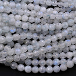 Faceted Natural Rainbow Moonstone 6mm Round Beads Tinted Green Color 16" Strand