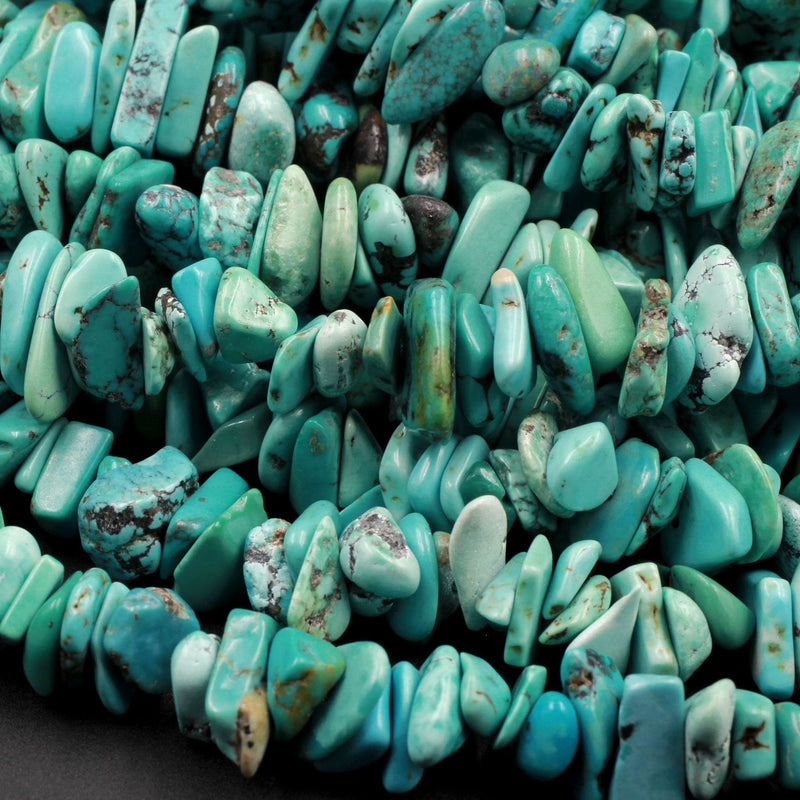 Natural Turquoise Freeform Disc Chips Raw Nuggets Untreated Genuine Real Stunning Blue Turquoise Gemstone Beads 16" Strand