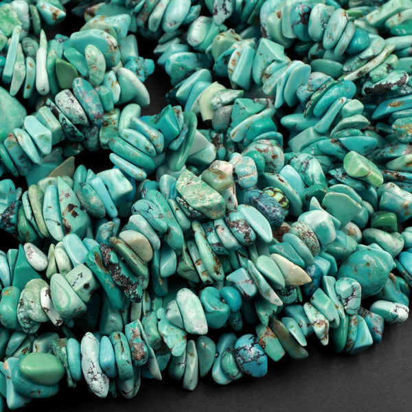Natural Turquoise Freeform Disc Chips Raw Nuggets Untreated Genuine Real Stunning Blue Turquoise Gemstone Beads 16" Strand