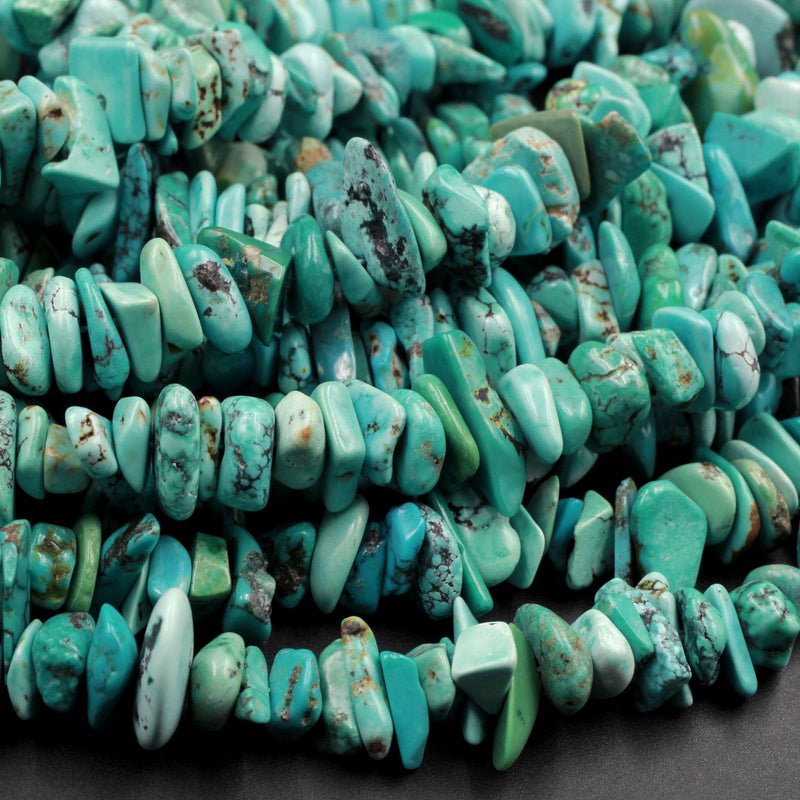 Natural Turquoise Freeform Disc Chips Raw Nuggets Untreated Genuine Real Stunning Blue Turquoise Gemstone Beads 16" Strand