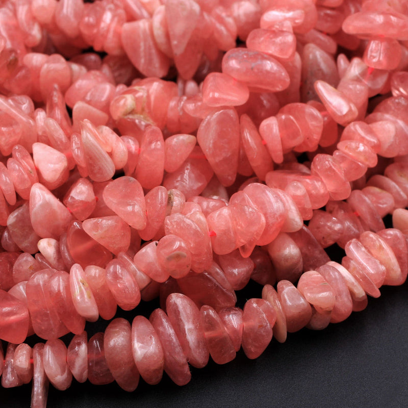 Natural Rhodochrosite Free Form Chips Nuggets Organic Small Center Drilled Pink Red Beads Gemstone 16" Strand