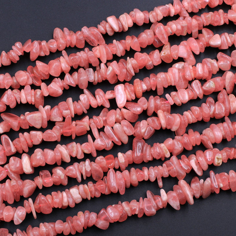 Natural Rhodochrosite Free Form Chips Nuggets Organic Small Center Drilled Pink Red Beads Gemstone 16" Strand