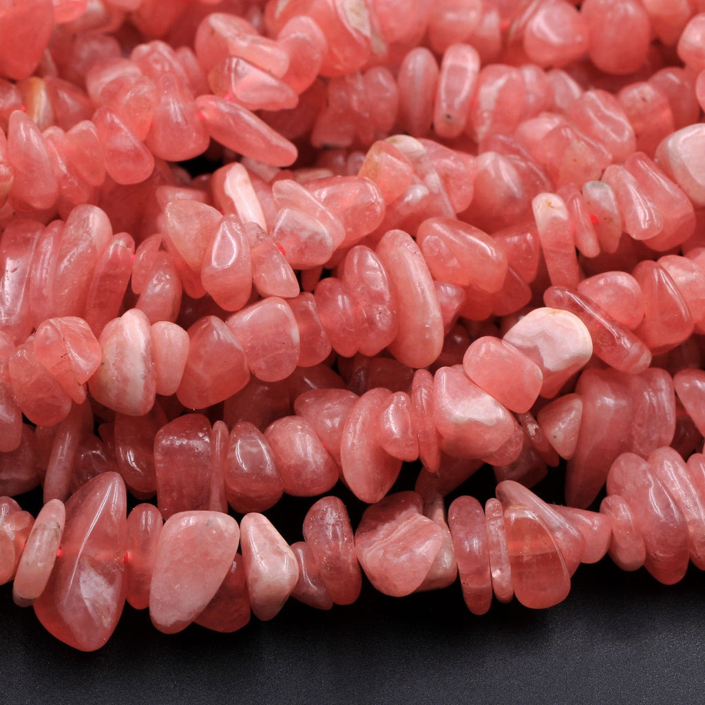 Natural Rhodochrosite Free Form Chips Nuggets Organic Small Center Drilled Pink Red Beads Gemstone 16" Strand