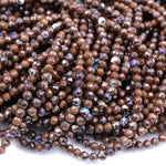 Natural Australian Boulder Opal Tiny Micro Faceted 2mm Round Beads Beautiful Flashy Opal Veins 16" Strand