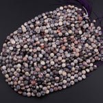 AAA Natural Porcelain Jasper Faceted Coin 8mm Beads Pink Cream Grey Mauve Purple Gemstone 16" Strand
