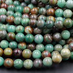 Natural Australian Pilbara Green Jasper 6mm 8mm 10mm Round Beads Aka Dragon Stone Earthy Brown Green Jasper 16" Strand