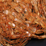 AAA Natural Golden Citrine Rectangle Faceted 10mm 14mm 16mm Cushion Geometric Cut Large Flat Nugget Yellow Real Genuine Gemstone 16" Strand