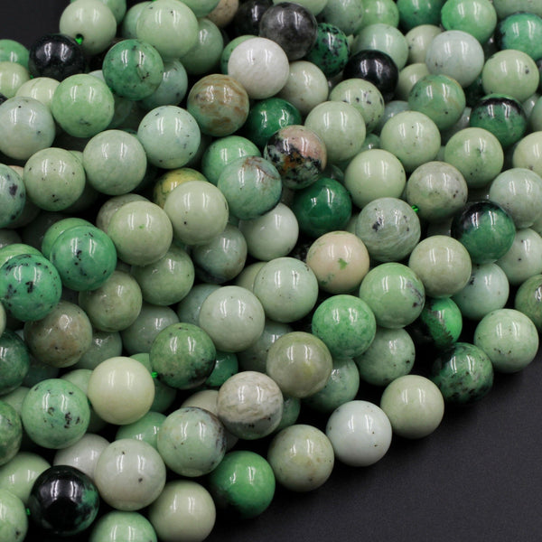 Natural Green Grossular Garnet Round 6mm 8mm Green Beads 15.5" Strand