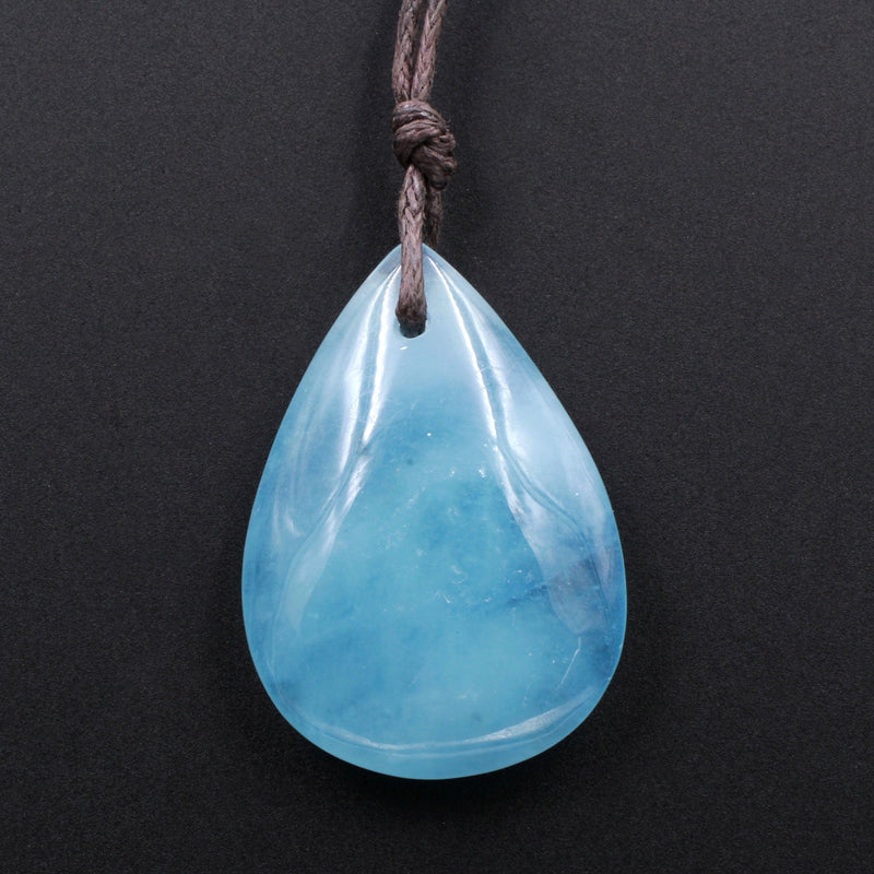 Natural Aquamarine Teardrop Pendant Top Front Drilled Real Genuine Blue Aquamarine Gemstone Focal Bead