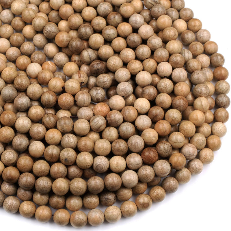 Light Brown Real Natural Sandalwood Beads 4mm 6mm 8mm 10mm 12mm Aromatic Pure Wood Great For Mala Prayer Meditation Therapy 16" Strand
