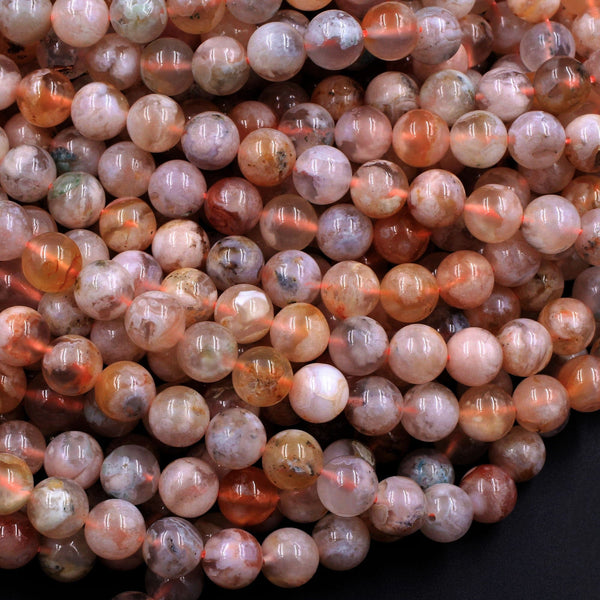 Natural Cherry Blossom Agate Beads 6mm 8mm 10mm 12mm Round Beads 15.5" Strand