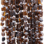 Raw Natural Honey Cognac Yellow Dravite Tourmaline Beads Nugget Short Chunky Real Genuine Tourmaline Crystal Gemstones Tube Stick 15.5" Strand