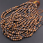AAA Natural Mystic Tiger Eye Faceted 4mm 6mm 8mm 10mm Round Beads Silverite AB Coated Gemstone 16" Strand