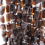 Raw Natural Honey Cognac Tourmaline Beads Dravite Freeform Nugget Tube Real Genuine Tourmaline Crystal Gemstones 16" Strand