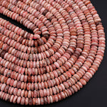 Natural Rhodochrosite Rondelle Heishi 10mm Pink Red Beads Gemstone 16" Strand