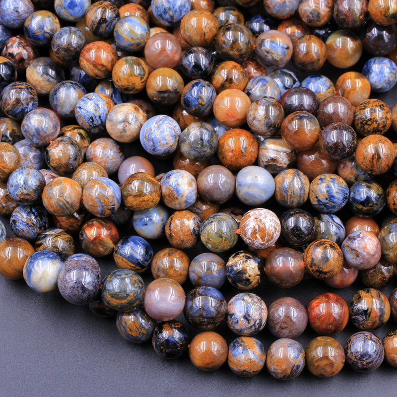 Genuine African Pietersite 6mm 8mm 10mm Round Beads Stunning Natural Red Brown Gold Blue Gemstone from Namibia South Africa 16" Strand