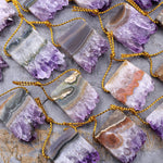 Natural Amethyst Stalactite Slice Pendant Drilled Druzy Drusy Vibrant Purple Small Slab Gemstone Focal Bead