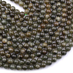 Rare Green Tourmaline Rutilated Quartz Large 10mm 12mm Round Beads Real Genuine Natural Tourmaline Rutile in Quartz Gemstone 15.5" Strand