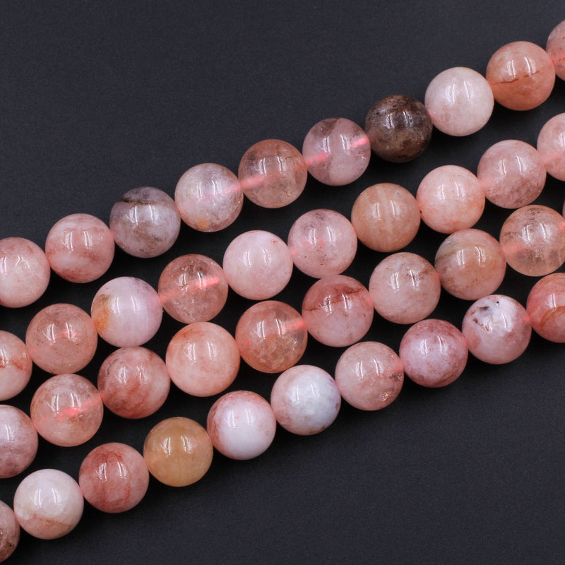 Natural Morganite 4mm 5mm 6mm 8mm 10mm Round Beads Variegated Natural Pink Beryl Aquamarine Gemstone 16" Strand