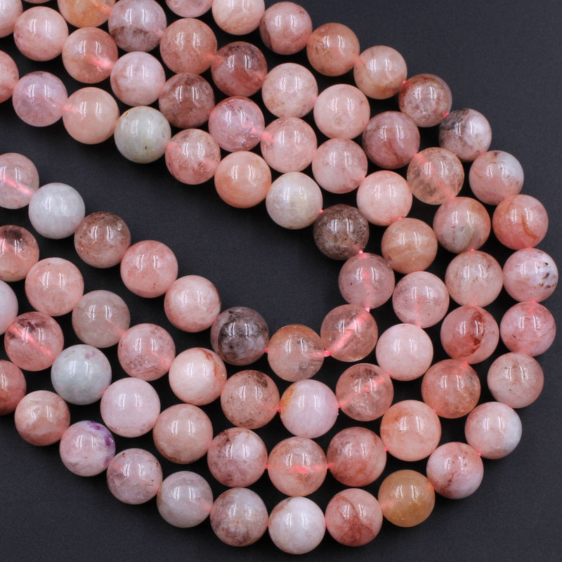 Natural Morganite 4mm 5mm 6mm 8mm 10mm Round Beads Variegated Natural Pink Beryl Aquamarine Gemstone 16" Strand