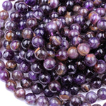 Natural Phantom Amethyst Round Beads 10mm Deep Purple Powerful Healing Stone Rock 16" Strand