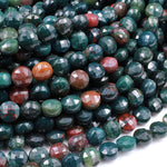 Real Genuine Bloodstone 8mm Faceted Coin Beads Superior Quality 100% Natural Bloodstone Full 16" Strand