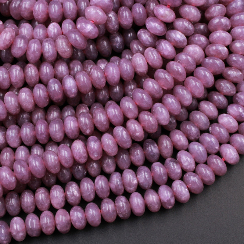 Natural Maroon Purple Lepidolite 6mm 8mm Rondelle Beads High Quality Gemstone 16" Strand