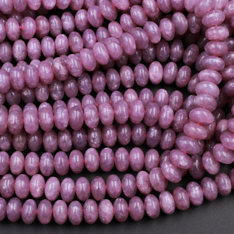 Natural Maroon Purple Lepidolite 6mm 8mm Rondelle Beads High Quality Gemstone 16" Strand