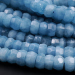 AAA Large Natural Aquamarine Faceted Rondelle 10mm Beads Intense Blue Color Faceted Saucer Wheel Real Genuine Aquamarine Gemstone 16" Strand