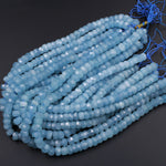 Extra Gemmy Natural Aquamarine Faceted Rondelle 10mm 12mm Beads Sea Blue Color Faceted Saucer Wheel Superior AAA Grade 16" Strand