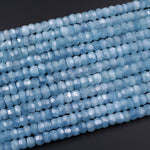 Extra Gemmy Natural Aquamarine Faceted Rondelle 10mm 12mm Beads Sea Blue Color Faceted Saucer Wheel Superior AAA Grade 16" Strand